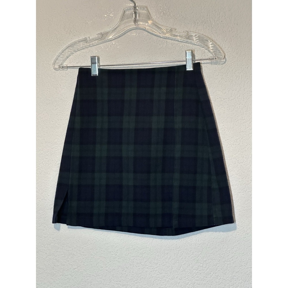 Brandy Melville‎ Cara Plaid Mini Skirt in Blue/Green One Size  24X15